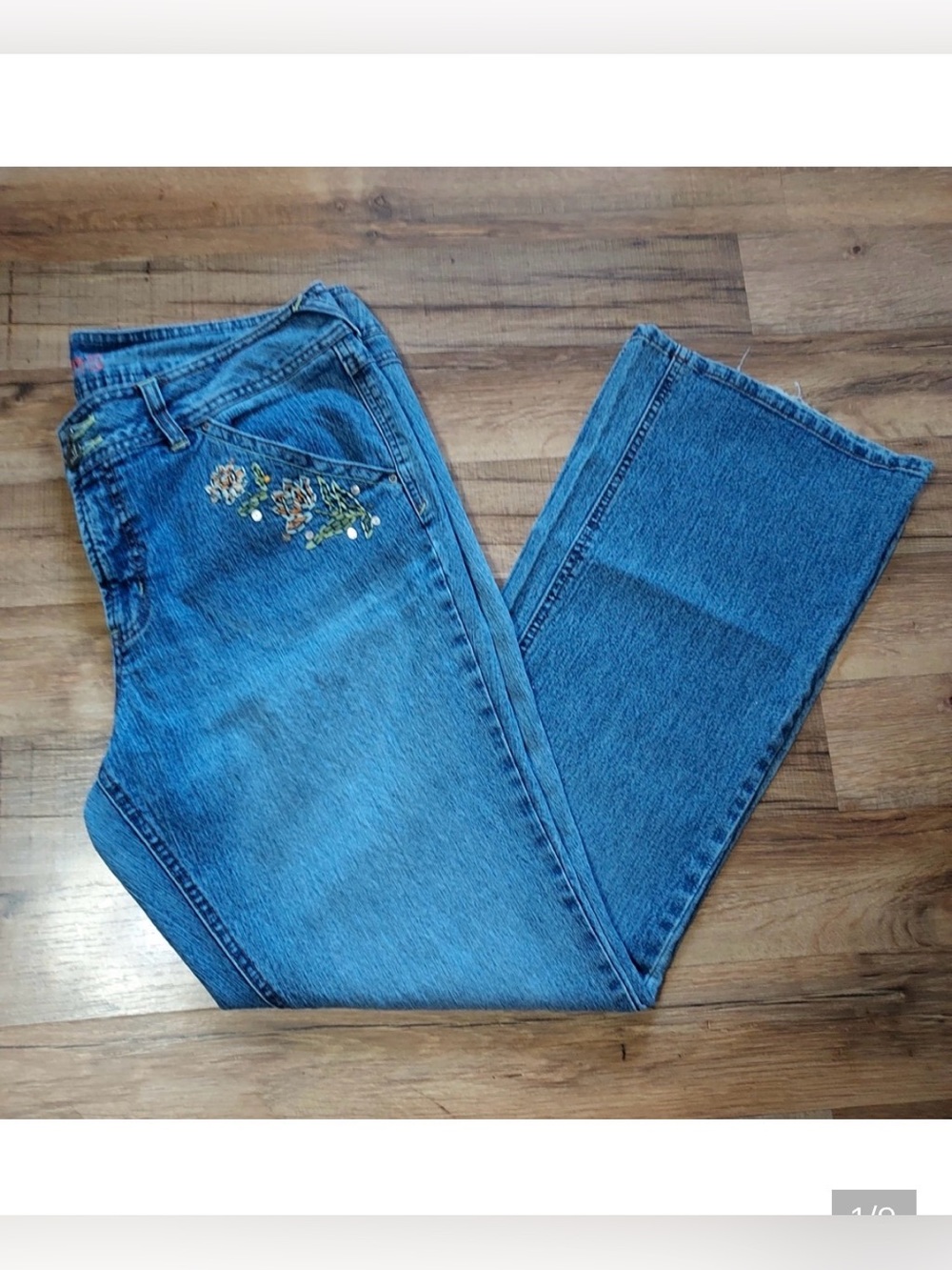 d. jeans Bootcut floral embroidered sz 16 Girlhoodcore feminine grandma 90s Y2K